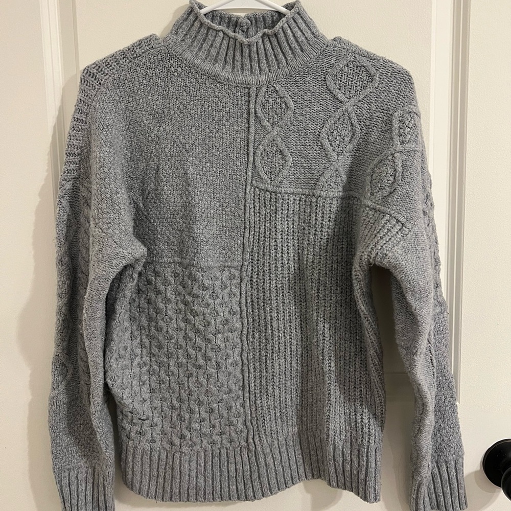 American Eagle Solid Gray Mock Neck Sweater - image 1